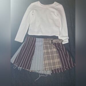 Gianni Bini Girls Patchwork Circle Skirt in Brown, Gray & Cream